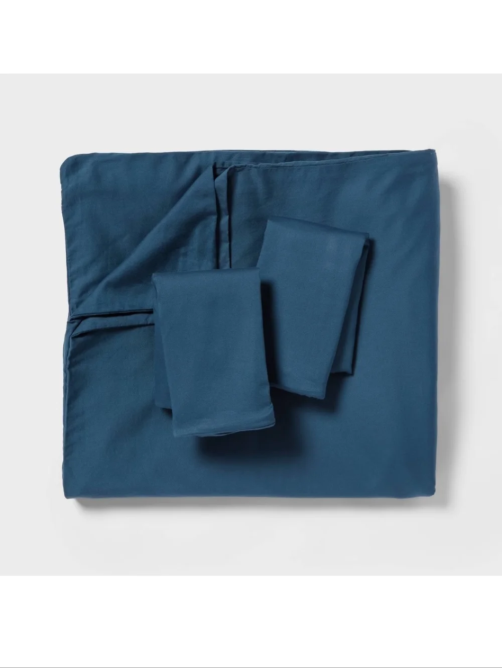 New!Chambray Blue Cotton King Washed Duvet Cover Set Y2k Cottagecore Retro